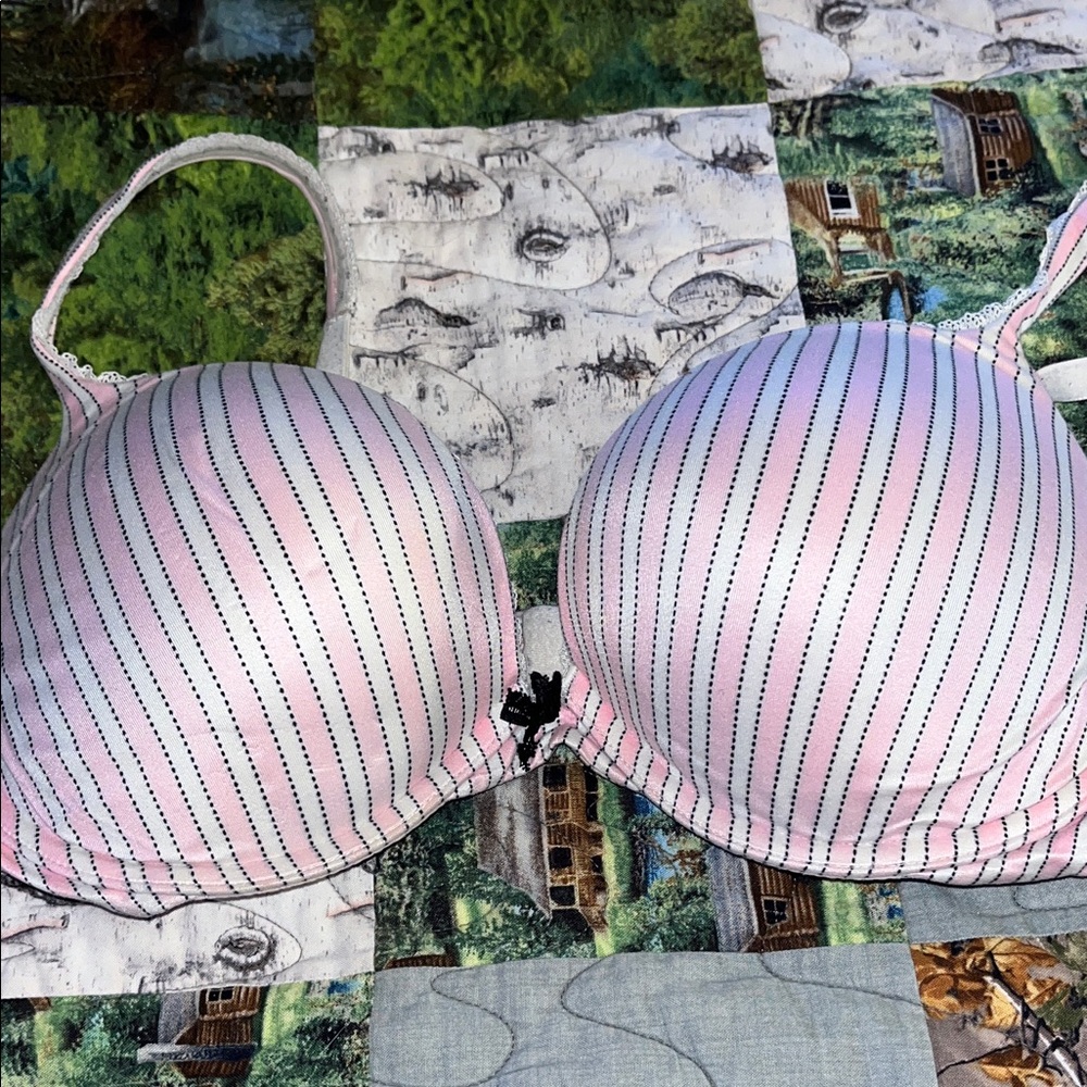 Victoria's Secret Pink and Black Striped Bra
